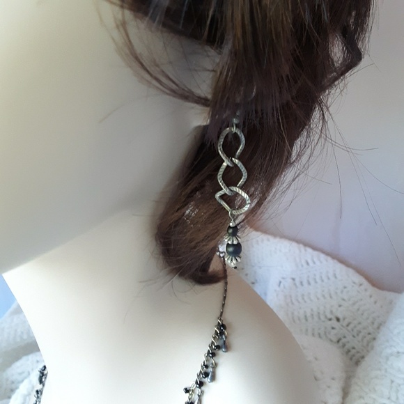 Bold Silver & Black Zar Necklace Set - Picture 7 of 8